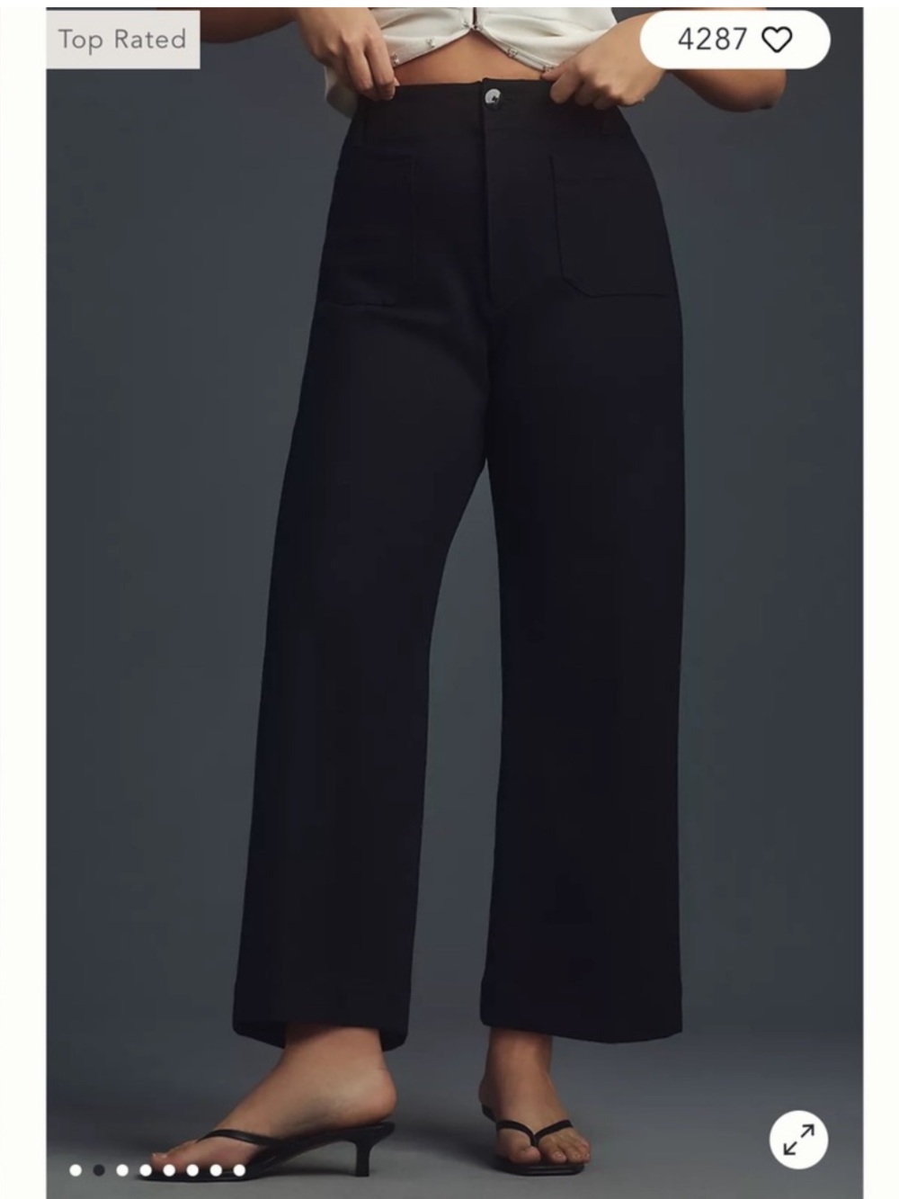 Anthropologie Maeve Colette Black Cropped Wide-Leg Pants Ponte Edition Size 18W